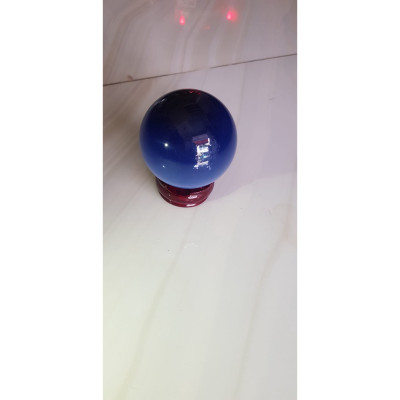 Trái Bi Phong Thủy Đá Mắt Mèo Xanh Dương đậm đẹp cao 10cm x đk 8cm đế gỗ may mắn để bàn làm việc, bàn ở nhà, công ty may mắn tài lộc hợp mệnh Thủy, mệnh Mộc ạ