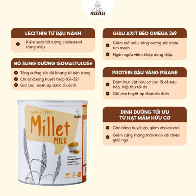 Sữa Hạt Millet 700g x4 Hộp (2.8kg) Vị Kê Tự Nhiên Cho Trẻ Từ 3 Tuổi & Người Lớn Sữa Hữu Cơ Bổ Sung Dinh Dưỡng Toàn Diện