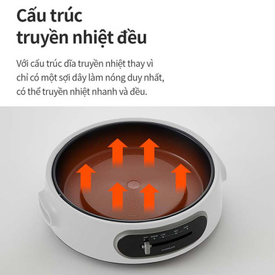 Nồi điện đa năng LocknLock 2 trong 1 nướng lẩu tối ưu 4 chế độ nhiệt (4 Lít)- EJP544WHT - Hàng chính hãng