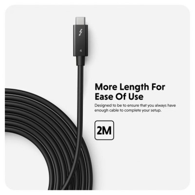 Cáp HyperDrive Thunderbolt 4 (6ft/2m) - Kết Nối Đa Năng, truyền tải liệu cho MacBook, Laptop và các thiết bị, HDTB4AC2GL - Hàng Chính Hãng