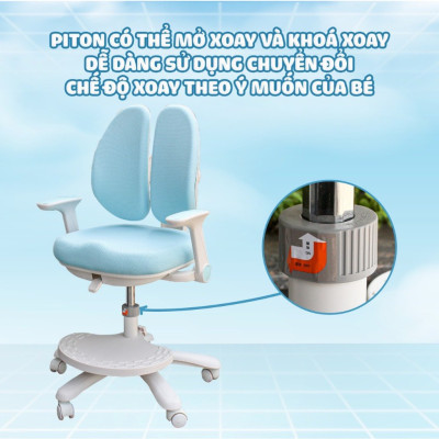 Ghế học sinh chống gù đa năng Juno sofa nâng hạ chiều cao tay gạt CT G104+ có khóa bánh trọng lực, xoay 360 độ