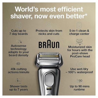 Máy cạo râu Braun Series 9 Pro 9487CC-V / Made in Germany Hàng chính hãng