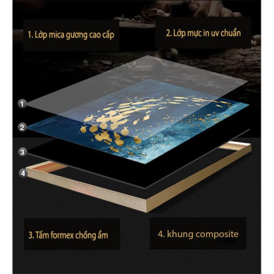 Bộ 3 tranh mica cao cấp Hươu vàng trên đá - MK006