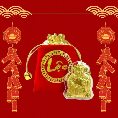 Phụ Kiện Ông Thần Tài Dát Vàng Cao Cấp TL04 - Tặng Túi Gấm Lộc