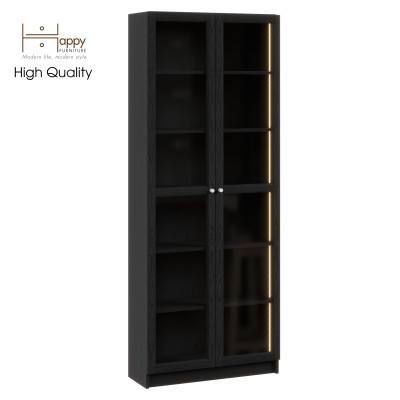 [Happy Home Furniture] CATY, kệ sách 6 tầng cửa kính tích hợp đèn LED, 80cm x 30cm x 202cm (DxRxC), KSA_010_LED