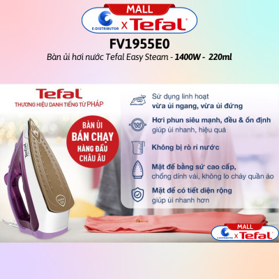 Bàn ủi hơi nước Tefal Easy Steam FV1955E0 1400W - Hàng Chính Hãng - Bảo Hành 12 Tháng