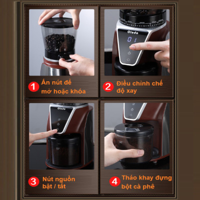 Máy xay hạt cà phê Espresso 31 chế độ Olodo cao cấp CG-001, công suất 165W - Hàng chính hãng