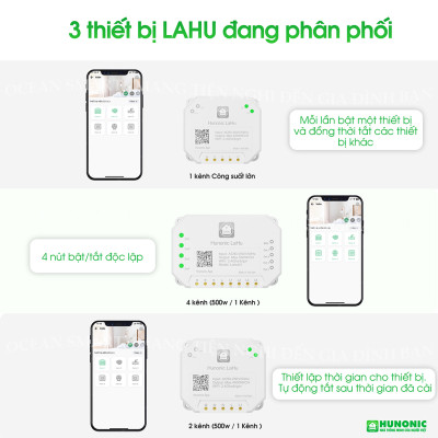 Công Tắc Wifi Lahu, Công Tắc Thông Minh Hẹn Giờ Không Cần Internet RTC HUNONIC, Công Suất Lên Đến 4000W - LAHU