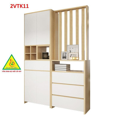 Tủ kệ trang trí kiêm vách ngăn phòng khách , nhà bếp 2VTK11 - Nội thất lắp ráp Viendong Adv
