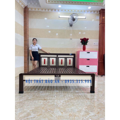 GIƯỜNG SẮT KIỂU 4 SỌC - CAO CẤP HỘP 4X8 GIÁ RẺ - KÍCH THƯỚC 1M8X2M - FREE SHIP HCM