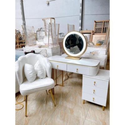 Hàng Siêu Cấp Bộ bàn ghế trang điểm: Bàn phấn mặt đá 5 ngăn hiện đại kèm gương, ghế nhập  - Giá Tại Xưởng