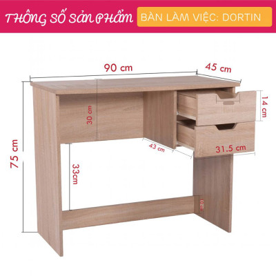 Bàn máy tính bằng gỗ thiết kế liền tủ SMLIFE Dortin