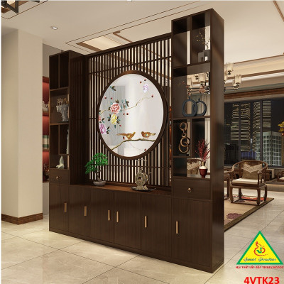 Vách ngăn phòng khách, vách ngăn tủ kệ bằng gỗm bình phong tranh 4VTK23 - NỘI THẤT LẮP RÁP VIENDONGADV
