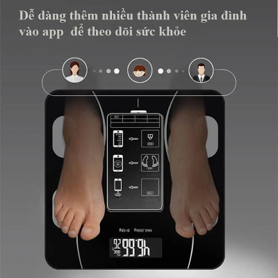Cân Sức Khoẻ - Điện Tử Kết Nối Bluetooth Thông Minh Đo Lượng Mỡ Cơ Thể - Tải Trọng 180kg Giao Màu Ngẫu Nhiên