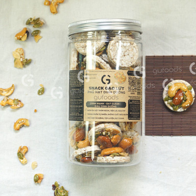 Snack Gạo Lứt Phủ Granola Siêu Hạt GUfoods 200g - Bữa ăn nhẹ tiện lợi, Giàu dinh dưỡng, Ăn vặt healthy, Hỗ trợ giảm cân, Ăn kiêng, Eat clean, Thuần chay