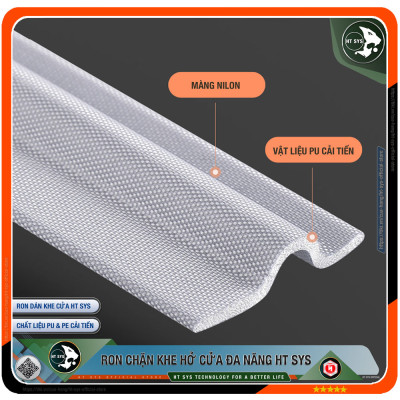 Ron Chặn Khe Cửa HT SYS - Chất Liệu PU Và PE Cao Cấp - Lớp Keo Acrylic - Ron Dán Chặn Khe Cửa, Chân Cửa, Khung Cửa - Ngăn Gió Lùa, Cách Âm, Chống Bụi, Ngăn Côn Trùng, Chống Thoát Khí Điều Hòa, Chống Va Đập Cửa - Hàng Chính Hãng