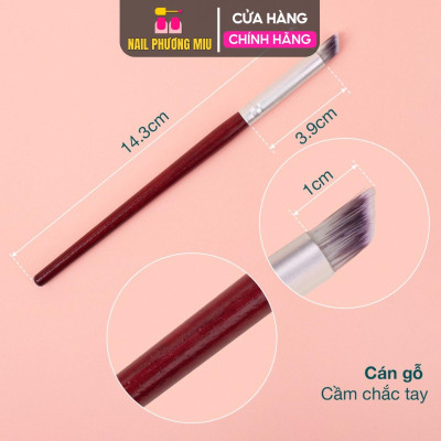 Cọ Ombre Đầu Tròn Cán Gỗ Đỏ Đầu Xiên, Lông Mềm, Dề Cầm, Dễ Tán Màu, Cọ Dặm Omber Chuyên Dụng Làm Móng Nail Phương Miu Cosmetic Nữ Trang Điểm