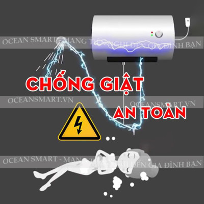 Công Tắc Chống Giật Bình Nóng Lạnh Thông Minh Luxury Hình Vuông - CTCG-LUXHV