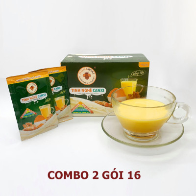 Set 2 gói Tinh bột nghệ Canxi Honimore 16g - Thơm ngon - Da đẹp - Chắc xương