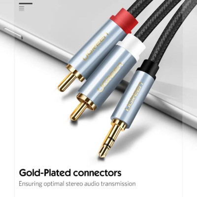 Ugreen UG40844AV135TK 3M màu Đen Cáp âm thanh 2 đầu Bông sen sang 3.5mm Dương đầu bọc nhôm mạ vàng - HÀNG CHÍNH HÃNG