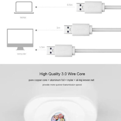 Ugreen UG30202CR118TK 1M màu Trắng Bộ chia HUB USB 3.0 sang 4 USB 3.0 có khay đỡ hỗ trợ nguồn 5V cao cấp - HÀNG CHÍNH HÃNG