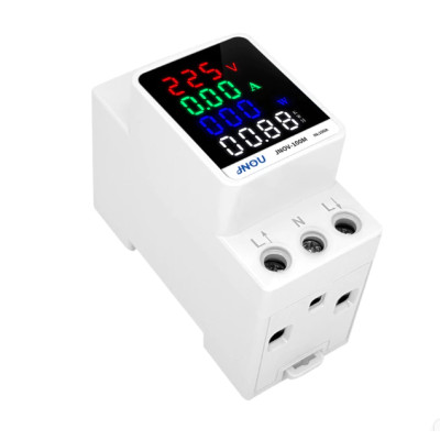 Đồng hồ, công tơ điện tử 6 thông số 100A/220V (A,HZ,Cos phi,V,W) có nút reset gắn thanh ray, Tủ Điện