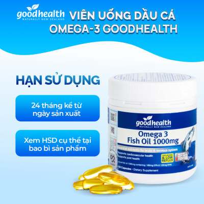 Combo 3 Hộp Dầu Cá Goodhealth Omega 3 Fish Oil 1000mg 150 Viên - Bổ Não - Tăng Trí Nhớ - Mắt Tinh - Chính Hãng Từ New Zealand