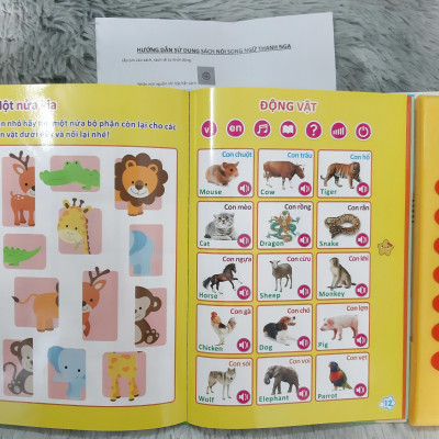 Đồ Chơi Bảng Nói Điện Tử Song Ngữ Anh - Việt 24 Trang Cho Bé Phát Triển Ngôn Ngữ Tặng Kèm 3 Pin Và Bút Nhấn