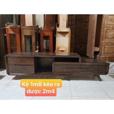 mẫu kệ rút gỗ sồi Sơn màu hương vàng và óc chó ( 1m8 kéo dài 2m4 )