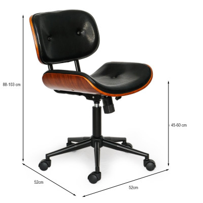 Ghế ngồi học bài tại nhà nệm bọc PVC màu đen thân polywood uốn cong Ghế chân xoay nhỏ gọn hiện đại Chairs for students CE1006-P 