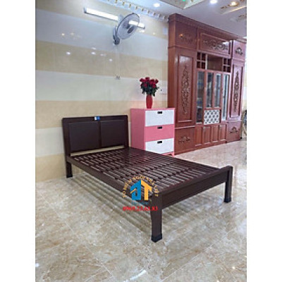 Giường sắt kiểu gỗ cao cấp ĐẠI THÀNH - 1M2X2M, tháo lắp dễ dàng, miễn phí vận chuyển nội thành