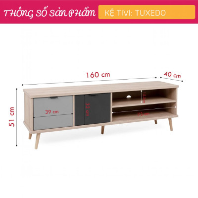 Kệ tivi gia đình dáng thấp gỗ công nghiệp SMLIFE Tuxedo