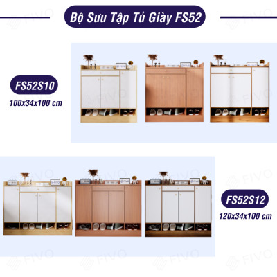 Tủ Kệ Giày Gỗ Chống Ẩm Cao Cấp FIVO FS52 Có Cửa, Ngăn Chứa Trong Tủ Lớn, Mặt Tủ Rộng Rãi, Kèm Hộc Tủ Ngang Giúp Đựng Vật Dụng Thường Dùng (Chìa Khóa, Găng Tay...)