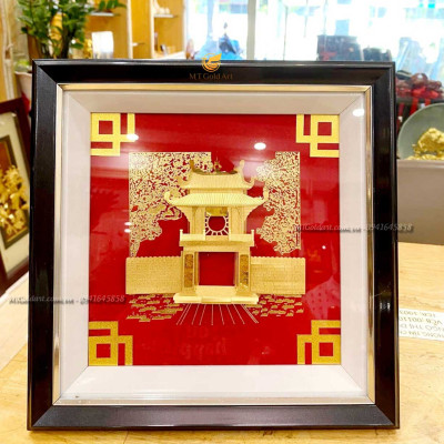 Tranh văn miếu Quốc Tử Giám( 20 x 20cm ) dát vàng MT Gold Art- Hàng chính hãng, trang trí nhà cửa, quà tặng sếp, đối tác, khách hàng.