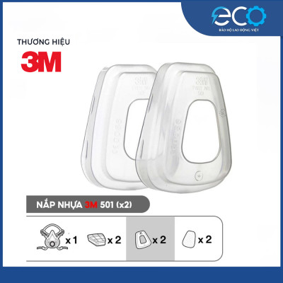 Mặt nạ phòng độc 3M 6100/ 6200 với phin lọc 6001 kết hợp tấm lọc bụi 5N11 cùng nắp giữ 501