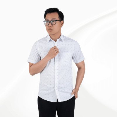 Áo sơ mi nam trắng họa tiết chấm bi xanh GENTITI By Thái Tuấn - 1C812HAKT701