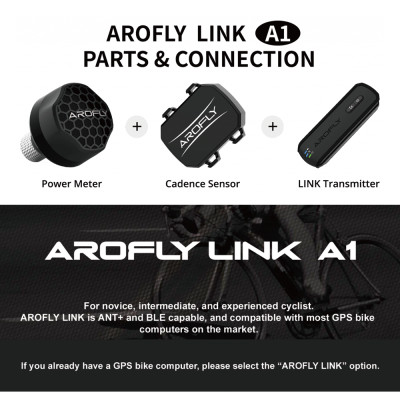 AROFLY LINK A1 - The Smallest and Most Affordable POWER METER, Connects with other Bike Computers via ANT+ or Bluetooth