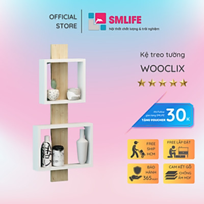 Kệ sách treo tường gỗ công nghiệp hiện đại SMLIFE Wooclix