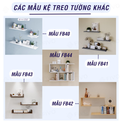 Kệ Sách Gỗ Treo Tường Chữ U FIVO FB43 Gỗ Dày Chống Ẩm, Sản Phẩm Vừa Treo Tường Vừa Có Thể Để Bàn, Phù Hợp Mọi Không Gian