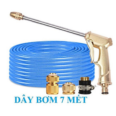 ️ Bộ dây vòi xịt nước rửa xe,tưới cây ,tăng áp 3 lần,loại 7m,10m 206701-2 đầu đồng,cút đồng+ móc khoá