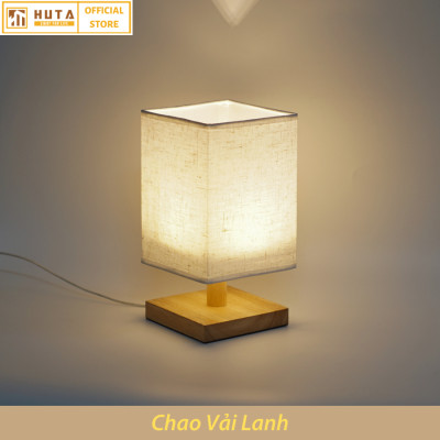 Đèn ngủ để bàn HUTA G3S Gỗ Chao Vuông Hiện Đại Decor Trang trí phòng ngủ, Đọc Sách Đầu Giường, Đầu Cắm USB, Đèn Vàng Bóng LED Tiết Kiệm Điện