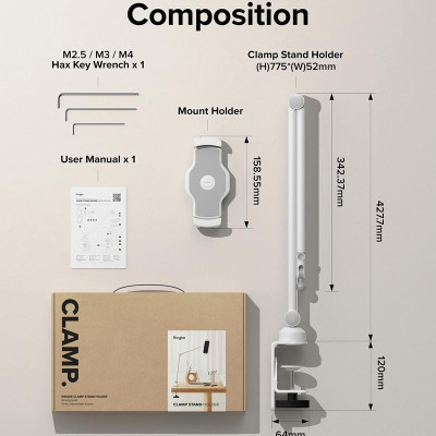 Giá đỡ cho điện thoại, máy tính bảng RINGKE Clamp Stand Holder - Hàng Chính Hãng