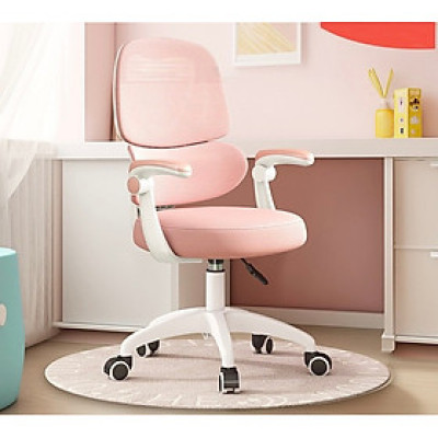 Ghế xoay học sinh chống gù chống cận màu hồng CE1024-M Nội thất Capta Ghế ngồi học bài tại nhà chống gù lưng lưới nệm vải màu hồng tay điều chỉnh khung chân xoay nhựa trắng tại HCM