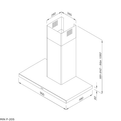 Máy hút khói, khử mùi MIN F-205 - Tặng Bộ đồ dùng nhà bếp 5 món MJA-1495 + Chảo không dính SA-02 - Hàng chính hãng