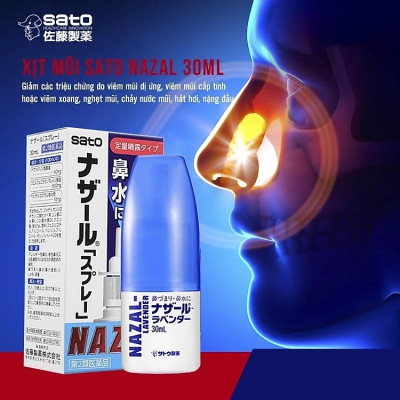 Combo chai Xịt Xoang Mũi 30ml NazaI Nhật Bản và 5 Ống Nước Muối Vệ sinh Mắt Mũi Fysoline Pháp
