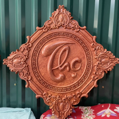 Tranh treo tường chữ phúc lộc thọ bằng gỗ hương đá kt mặt vuông 45×45×3,5cm