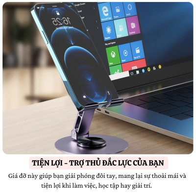 Giá đỡ điện thoại hợp kim Xoay 360° HOTCASE ALU Điều Chỉnh Độ Cao và Góc Xoay Tùy Ý cho iPhone 16 15 14 13 12 11 A55 A35 Huawei Oppo Xiaomi - Hàng nhập khẩu