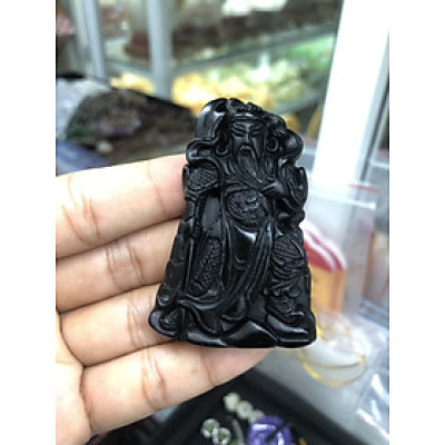 Mặt dây chuyền Quan Công, Quan Vũ phong thủy đá thạch anh đen
