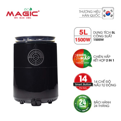 Nồi chiên không dầu kết hợp hấp Magic Eco S05 5L - Hàng chính hãng