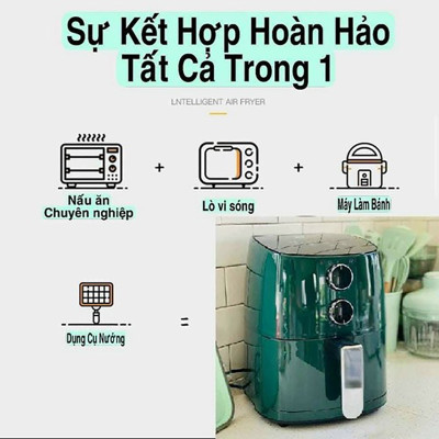 Nồi Chiên Không Dầu ABG Camel 6.5L Công Suất 1350W Màu Xanh Và Màu Đen, Thế Hệ Mới Không Dầu, Không Khói, Không Lo Sợ Béo, Làm Chín Thực Phẩm Cực Nhanh - Bảo Vệ Sức Khỏe Mọi Nhà (Gửi Màu Ngẫu Nhiên) - Hàng Chính Hãng